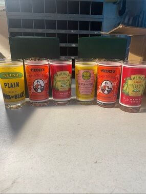 Heinz Vintage Soup Can Glasses - Set with Yellow, Red, Green Labels